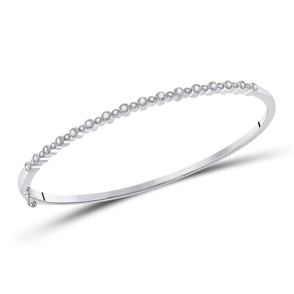Diamond Stackable Bangle Bracelet 3/8 Cttw 10kt White Gold