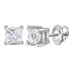 Image 1 : Princess Diamond Solitaire Earrings 3/4 Cttw 14kt White Gold