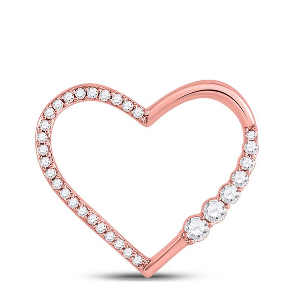 Diamond Outline Heart Pendant 1/4 Cttw 10kt Rose Gold