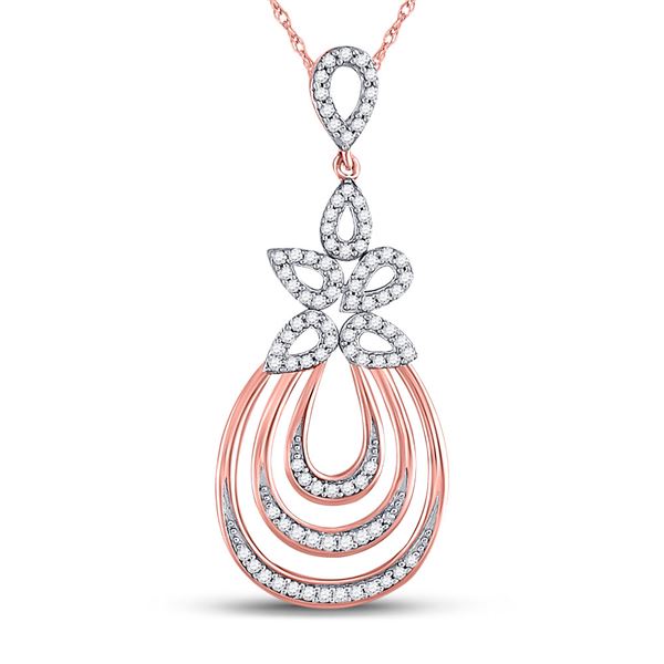 Diamond Nested Teardrop Pendant 1/4 Cttw 10kt Rose Gold