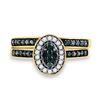 Image 2 : Blue Color Enhanced Diamond Bridal Wedding Ring Band Set 1/2 Cttw 10kt Yellow Gold