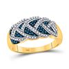 Image 1 : Blue Color Enhanced Diamond Braid Band Ring 3/8 Cttw 10kt Yellow Gold