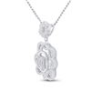 Image 2 : Baguette Diamond Dangle Oval Pendant 3/8 Cttw 14kt White Gold