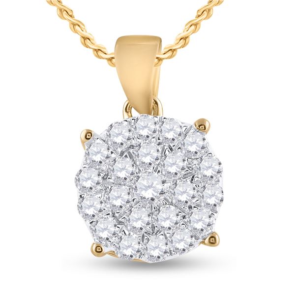 Diamond Cluster Pendant 3/4 Cttw 10kt Yellow Gold