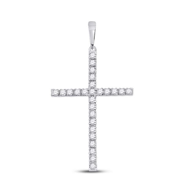 Diamond Cross Pendant 1/4 Cttw 10kt White Gold