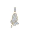 Image 1 : Mens Diamond Praying Hands Rosary Charm Pendant 7/8 Cttw 10kt Yellow Gold