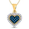 Image 1 : Blue Color Enhanced Diamond Heart Pendant 1/8 Cttw 10kt Yellow Gold