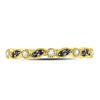 Image 2 : Blue Sapphire Diamond Stackable Band Ring 1/10 Cttw 10kt Yellow Gold