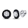 Image 1 : Black Color Enhanced Diamond Cluster Earrings 1/5 Cttw 10kt White Gold