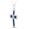 Image 2 : Blue Color Enhanced Diamond Bound Roman Cross Pendant 1/4 Cttw Sterling Silver