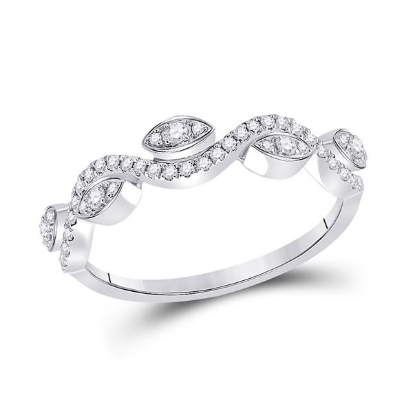 Diamond Wavy Band Ring 1/5 Cttw 10kt White Gold