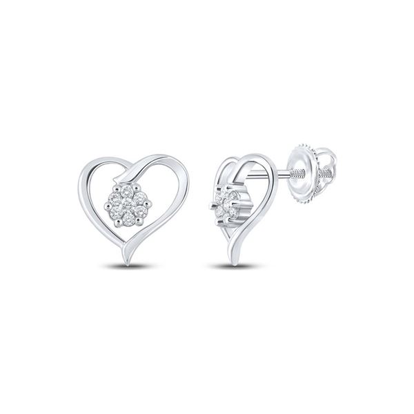 Diamond Heart Earrings 1/6 Cttw 10kt White Gold