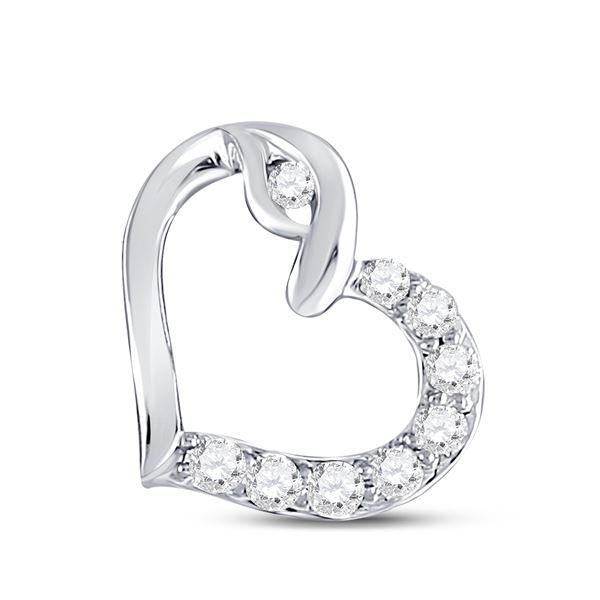 Diamond Outline Heart Pendant 1/8 Cttw 10kt White Gold