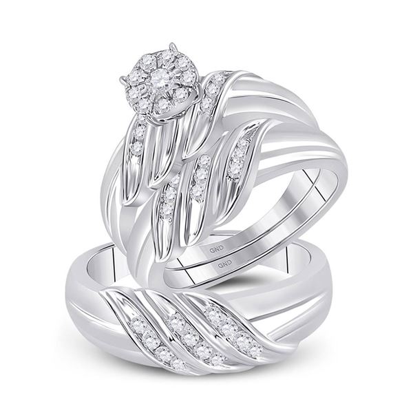 His Hers Diamond Solitaire Matching Wedding Set 5/8 Cttw 10kt White Gold