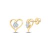 Image 1 : Diamond Heart Earrings 1/6 Cttw 10kt Yellow Gold