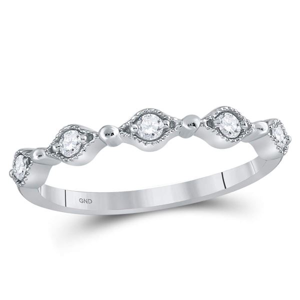 Diamond Stackable Band Ring 1/8 Cttw 10kt White Gold