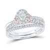 Image 1 : Oval Diamond Bridal Wedding Ring Band Set 1 Cttw 14kt Two-tone Gold