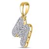 Image 2 : Mens Diamond Letter M Bubble Initial Charm Pendant 1/2 Cttw 10kt Yellow Gold