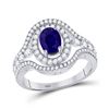 Image 1 : Oval Blue Sapphire Diamond Solitaire Ring 1-1/2 Cttw 14kt White Gold