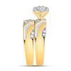 Image 4 : His Hers Diamond Cluster Matching Wedding Set 1/2 Cttw 10kt Two-tone Gold