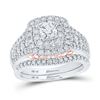Image 1 : Diamond Bridal Wedding Ring Band Set 1-1/2 Cttw 14kt Two-tone Gold