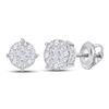 Image 1 : Princess Diamond Fashion Cluster Earrings 1-1/2 Cttw 14kt White Gold