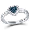 Image 1 : Blue Color Enhanced Diamond Heart Bridal Wedding Set 1/8 Cttw Sterling Silver