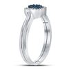 Image 3 : Blue Color Enhanced Diamond Heart Bridal Wedding Set 1/8 Cttw Sterling Silver