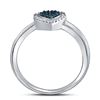 Image 4 : Blue Color Enhanced Diamond Heart Bridal Wedding Set 1/8 Cttw Sterling Silver