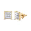Image 1 : Mens Diamond Square Earrings 1/20 Cttw 10kt Yellow Gold