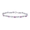 Image 1 : Oval Lab-Created Pink Sapphire Fashion Bracelet 3-7/8 Cttw Sterling Silver