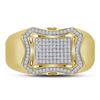 Image 2 : Mens Diamond Curved Octagon Cluster Ring 1/3 Cttw 10kt Yellow Gold