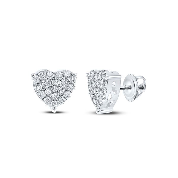 Diamond Heart Earrings 1 Cttw 10kt White Gold