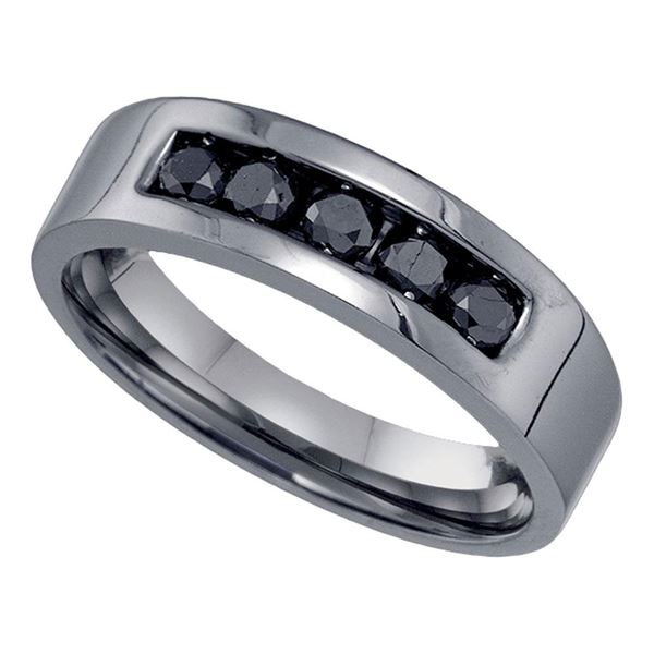 Sterling Silver Black Color Enhanced Diamond Mens Wedding Anniversary Band 5/8 Cttw Sterling Silver