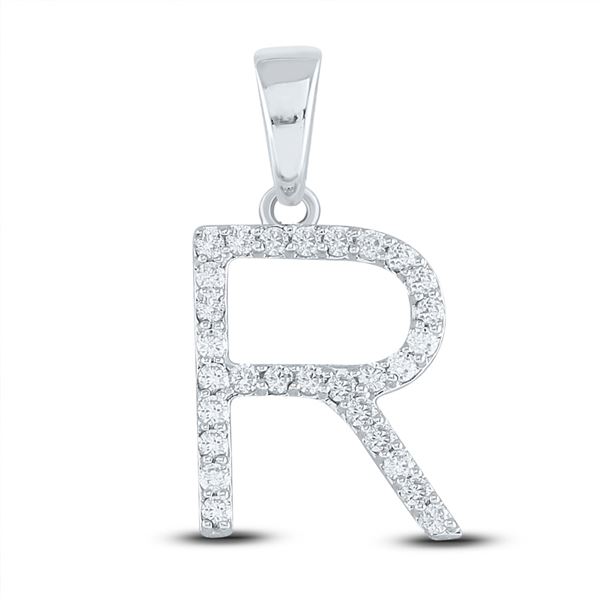 Diamond Initial R Letter Pendant 1/4 Cttw 10kt White Gold