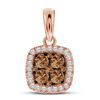 Image 1 : Brown Diamond Square Cluster Pendant 1/2 Cttw 10kt Rose Gold