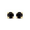 Image 2 : Black Color Enhanced Diamond Solitaire Earrings 3/4 Cttw 10kt Yellow Gold