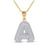 Image 1 : Mens Diamond Initial A Letter Charm Pendant 1/2 Cttw 10kt Yellow Gold