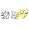 Image 1 : Diamond Solitaire Illusion Earrings 1/20 Cttw 10kt Yellow Gold