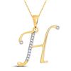 Image 1 : Diamond H Initial Letter Pendant 1/12 Cttw 10kt Yellow Gold