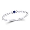 Image 1 : Blue Sapphire Diamond Stackable Band Ring .03 Cttw 10kt White Gold