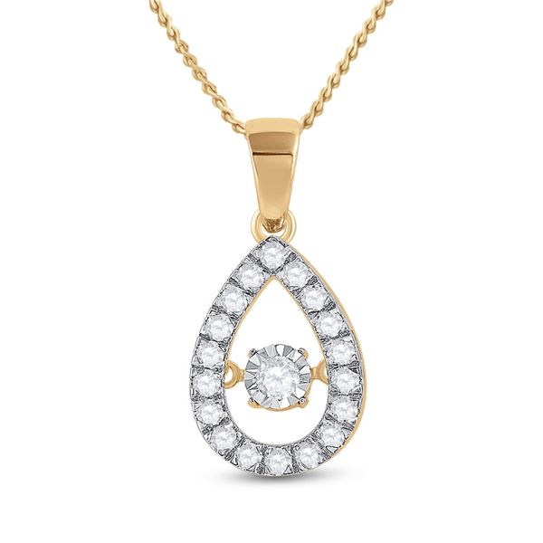 Diamond Moving Twinkle Teardrop Pendant 1/3 Cttw 10kt Yellow Gold