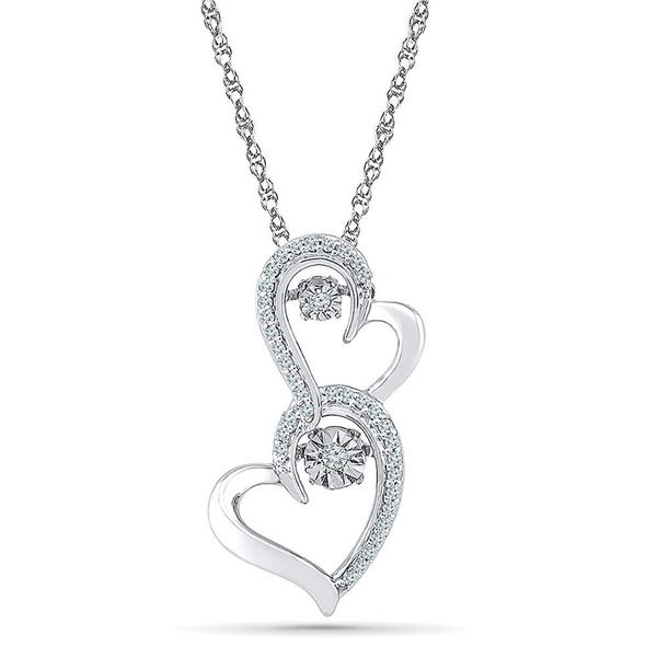 Diamond Moving Twinkle Heart Pendant 1/8 Cttw Sterling Silver