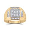 Image 1 : Mens Diamond Square Cluster Ring 1/3 Cttw 10kt Yellow Gold