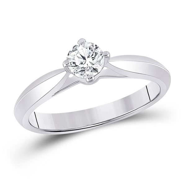 Diamond Solitaire Bridal Wedding Engagement Ring 1/2 Cttw 14kt White Gold