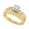 Image 2 : His Hers Diamond Solitaire Matching Wedding Set 1/10 Cttw 10kt Yellow Gold