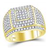 Image 1 : Mens Diamond Cushion Cluster Ring 2-1/2 Cttw 14kt Yellow Gold