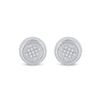 Image 2 : Sterling Silver Mens Diamond 3D Circle Disk Earrings 1/20 Cttw Sterling Silver