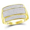 Image 1 : Mens Diamond Rectangle Cluster Ring 3/8 Cttw 10kt Yellow Gold