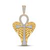 Image 1 : Mens Diamond Ankh Wings Cross Charm Pendant 3/4 Cttw 10kt Yellow Gold